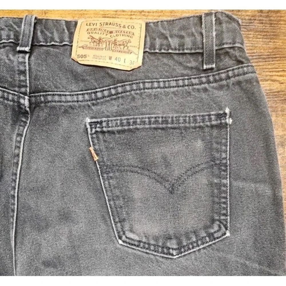 VTG 90s Levis 505 Jeans Men's 40x30 Black Denim Made In USA Orange Tab 97